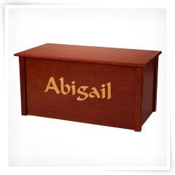 Wood Creations Cherry Finish Toy Box with Multiple Calligraphy Options