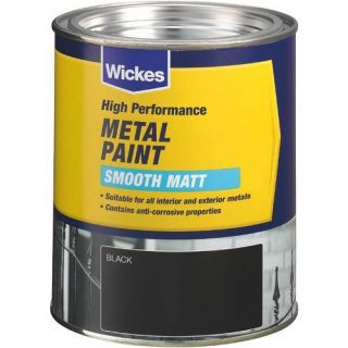 Smooth Matt Metal Paint Black 750ml   Metal Paint   Paint  Decorating 