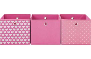 Modular Hearts and Spots Set of 3 Storage Cubes   Pink. from Homebase 