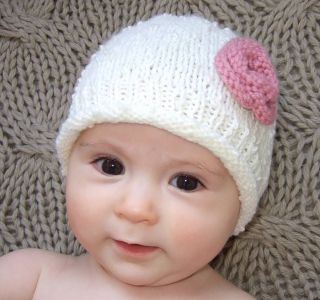 hand knitted girls beanie hat by handmade baby   