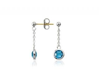 Blue Topaz Chain Drop Earrings in Sterling Silver  Blue Nile