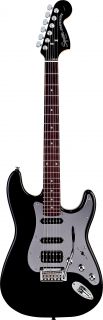Squier by Fender Black and Chrome Fat Strat Electric Guitar