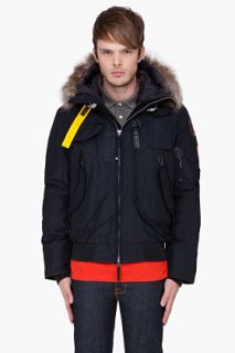 Parajumpers Navy Raccoon Fur Trim Gobi Jacket for men  