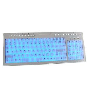 USB PS/2 White Lighted Multimedia Keyboard (Silver) SIL USBPS2 2160 WB