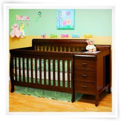Athena Kimberly 3 in 1 Convertible Crib and Changer Combo   Espresso