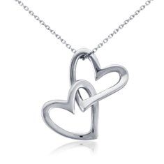 Double Heart Pendant in Sterling Silver