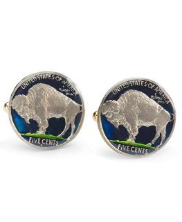 Buffalo Nickel Tails Side Hand Painted Cuff Links   Brooks Brothers