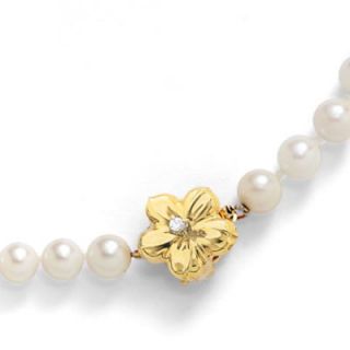 Previously Owned   5.5 6.0mm Cultured Pearl Strand with Diamond Flower 