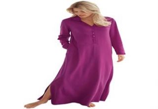 Plus Size Long knit lounger with lace trim by Only Necessities 