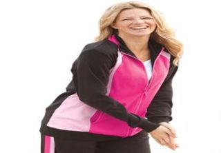 Plus Size Jacket in knit with flattering active colorblock design 