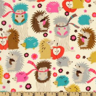 Michael Miller Hedgehog Meadow Cream   Discount Designer Fabric 