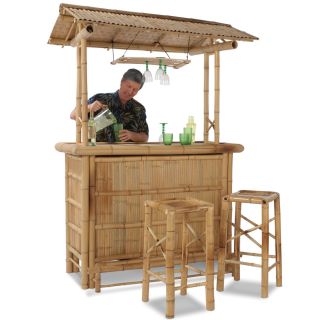 The Genuine Bamboo Tiki Bar   Hammacher Schlemmer 
