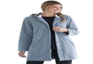 Plus Size Jacket in snowflake lined hooded fleece  Plus Size Fleece 