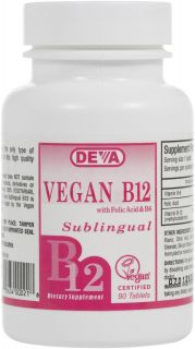 DEVA Vegan Vitamins Sublingual B12 1,000 mcg Tabs   