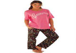 Plus Size Cotton knit pajamas with novelty print by Dreams & Co 