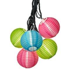 Light Blue, Pink and Green Lantern String Party Lights