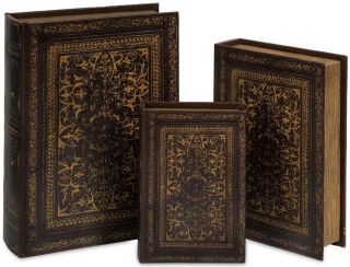 Old World Book Box Collection   Set of 3   Decorative Boxes   Home 