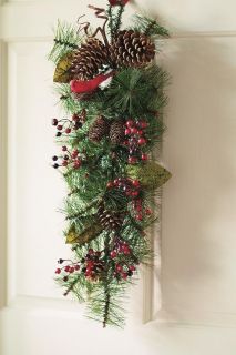 Red Berry and Cardinal Swag   Faux Garland And Swag   Holiday 