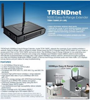 TRENDnet TEW 736RE 300Mbps Wireless N Range Extender Item#  T156 