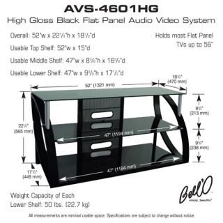 BellO AVS 4601HG Black Metal/Glass TV Stand   56, High Gloss, Flat 