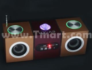 YH A9 USB Mini Speaker with Radio Brown and Purple   Tmart