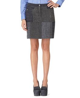 Wool Patchwork Check Skirt   Brooks Brothers