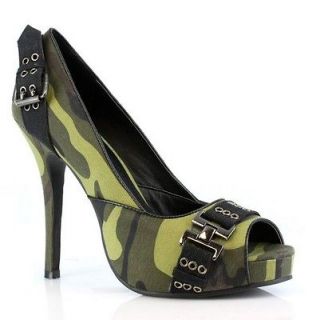 SEXY ARMY SOLDIER MILITARY COSTUME CAMOUFLAGE PEEP TOE PLATFORM HEELS 