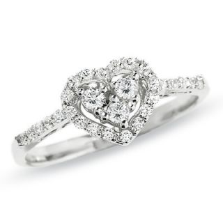 CT. T.W. Heart Shaped Diamond Frame Ring in 10K White Gold   View 