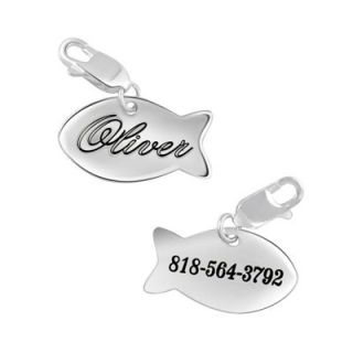 Pet Cat ID Fish Tag in Sterling Silver (2 Lines)   View All 
