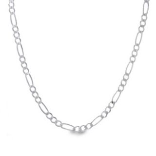 Sterling Silver 6.8mm Figaro Pavé Chain Necklace   22   Necklaces 