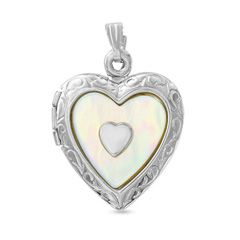 Mother of Pearl Heart Locket in Sterling Silver   Zales