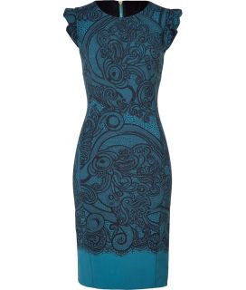 Emilio Pucci Petrol/Black Lace Print Dress  Damen  Kleider 