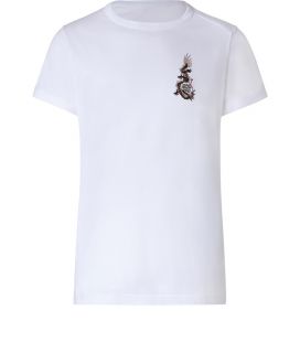 Maharishi White Mid Dragon Embroidery T Shirt  Herren  T Shirts 