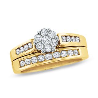 CT. T.W. Diamond Flower Bridal Set in 10K Gold   View All Rings 