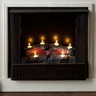Ember Tea Lights Fireplace Log at Brookstone—Buy Now