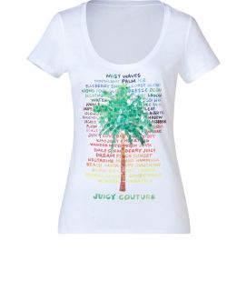 Juicy Couture White Rainbow Palm T Shirt  Damen  Tops  