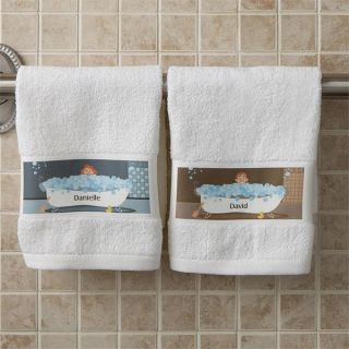 9491   Bathtub Couple Characters Collection© Personalized Hand Towel 
