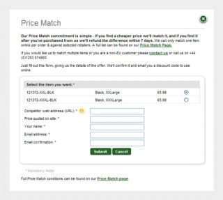 To price match online, click the ‘Price Match’ link on the product 