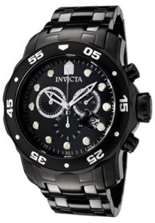 Invicta 0076 Watches,Mens Pro Diver Chronograph Black Ion Plated 