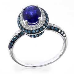 EFFY™ Collection Oval Ceylon Sapphire and 5/8 CT. T.W. Enhanced Blue 