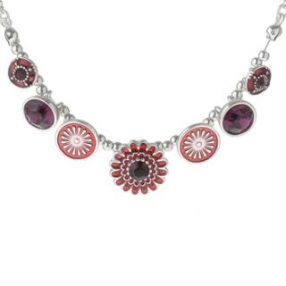 Pilgrim Silver/Red Flower Crystal Necklace