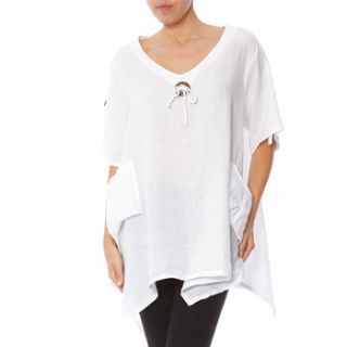 100% lin White Linen Tunic