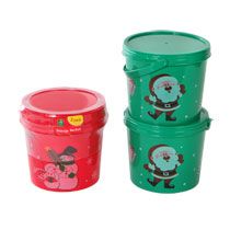 Bulk Mini Plastic Christmas Buckets with Handles and Lids, 2 ct. Packs 