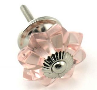 Sm Blush Pink Glass Cabinet Knobs Drawer Pulls Handles #59C