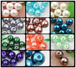   / 200 pcs charm Round Glass Pearl Loose spacer beads 8mm Pick color