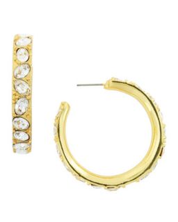 Golden Crystal Inset Hoop Earrings   