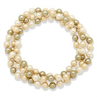Perldor Pearls Champagne/Cream/Olive Long Pearl Necklace