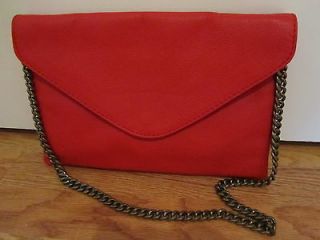 NWT J Crew Invitation Envelope Clutch Purse Pebble Leather Red