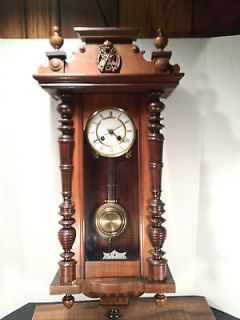 Antique Schlenker & Kienzle Vienna Regulator Wall Clock with Enamel 