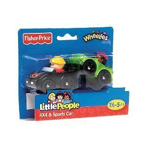 NIB Fisher Price Little People Wheelies 2 Pack   4x4 and Sports Car